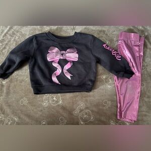 Barbie Grey Sweatshirt with Pink Bow and Leggings